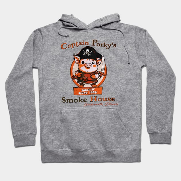 Captain Porky's Smoke House • Wadsworth, Illinois Hoodie by The MKE Rhine Maiden